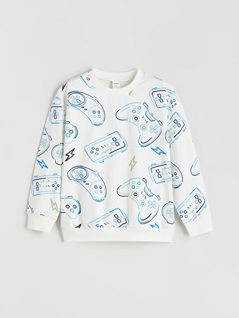 LCW Kids Bisiklet Yaka Baskılı Erkek Çocuk Sweatshirt - W5DT37Z1-LRA