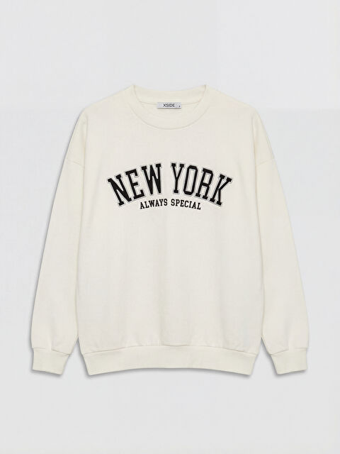 XSIDE نيويورك مْطَرّْز أوفرسايز قميص رياضي غليظ نساء - W5DU88Z8-R9J