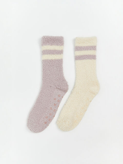 LCW DREAM Kaydırmaz Tabanlı Pelüş Kadın Ev Çorabı 2'li - W5EO93Z8-FMY