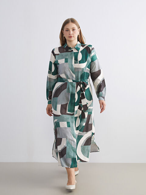 LCWAIKIKI Classic Desenli Gömlek Elbise - W5EQ79Z8-LRR