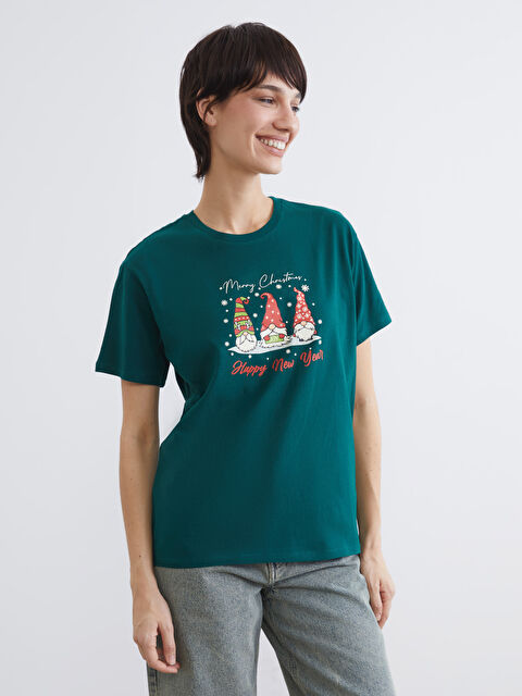 LCW Vision Women's Festive Crew Neck T-Shirt - W5ET03Z8-HLW