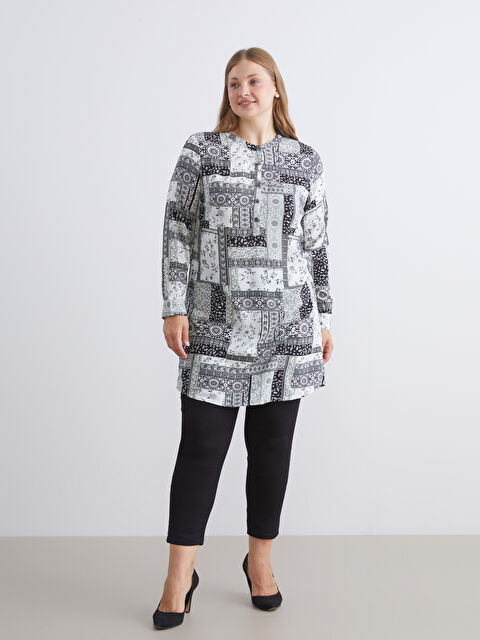 LCW Grace Hakim Yaka Desenli Kadın Tunik - W5ET36Z8-LQJ