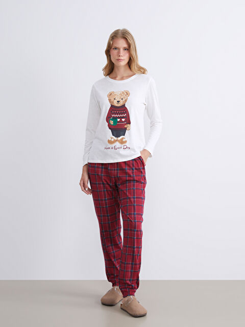 LCW DREAM Beli Lastikli Ekose Kadın Jogger Pijama Altı - W5FE06Z8-LLH