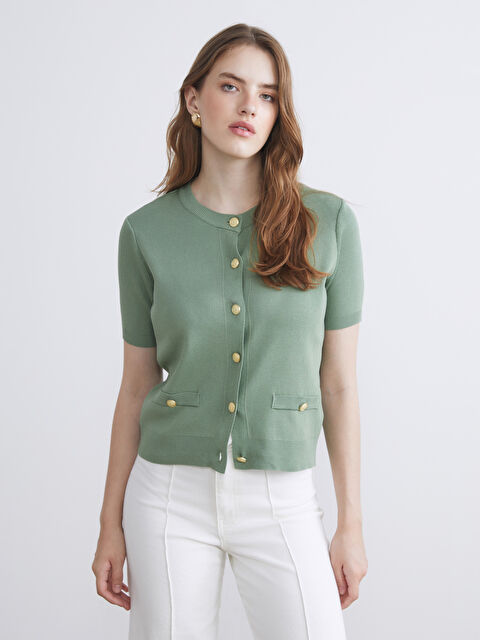 LCW Vision Bisiklet Yaka Kadın Triko Hırka - W5FE40Z8-D2J