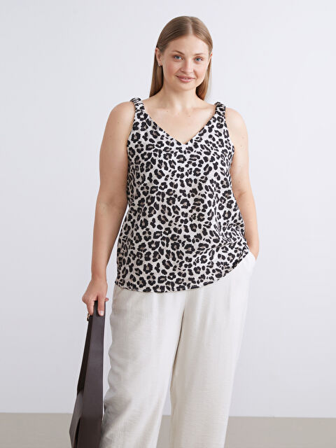 LCWAIKIKI Classic V Yaka Leopar Desenli Bluz - W5FE80Z8-LQB