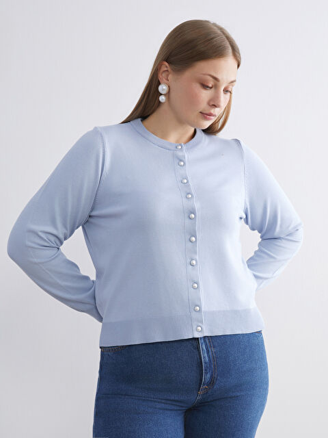 LCW Modest İnci Düğmeli Kadın Triko Hırka - W5FF75Z8-DLZ