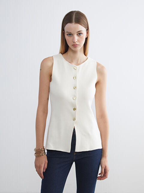 LCW Vision Bisiklet Yaka Kadın Triko Yelek - W5FF99Z8-FDU