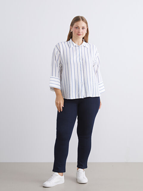 LCWAIKIKI Classic Çizgili Oversize Kadın Gömlek - W5FG29Z8-LGS