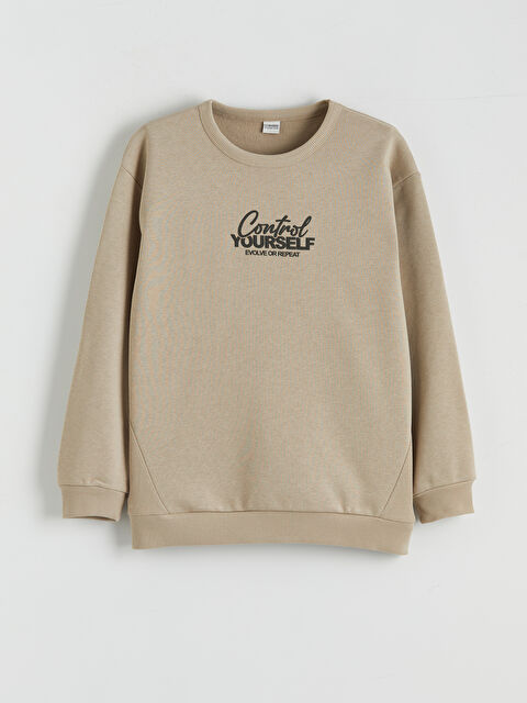 LCW Kids Bisiklet Yaka Baskılı Erkek Çocuk Kalın Sweatshirt - W5FH75Z4-ZBR