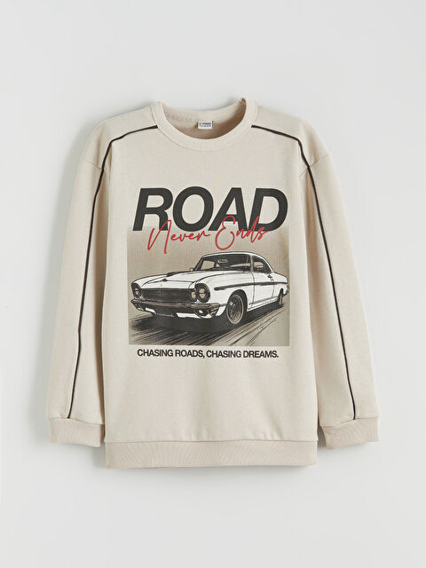 LCW Kids Bisiklet Yaka Baskılı Erkek Çocuk Sweatshirt - W5FI84Z4-ZAB