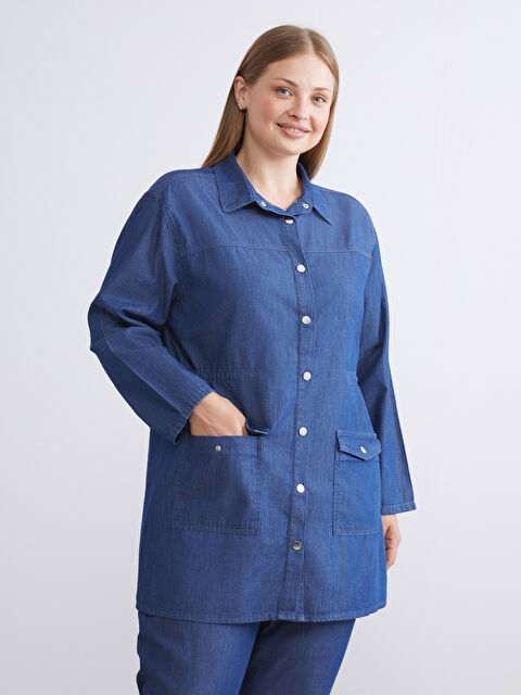 LCW Grace Collared Neck Women's Denim Tunic - W5FJ70Z8-563