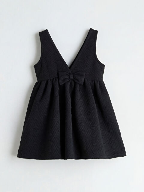 LCW Kids V Yaka Fiyonklu Kız Çocuk Elbise	 - W5FN80Z1-CVL