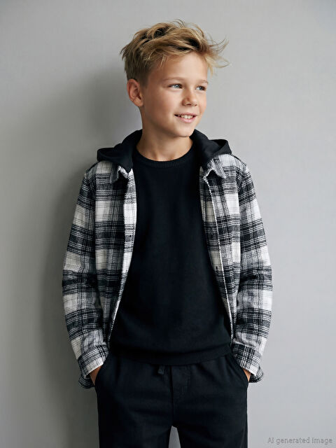 LCW Kids Kapüşonlu Ekose Erkek Çocuk Gömlek - W5FO19Z4-LML