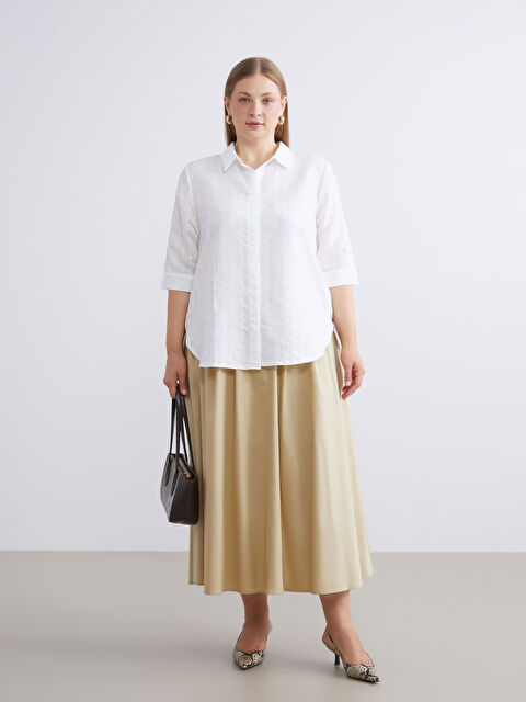 LCWAIKIKI Classic Standart Fit Poplin Pileli Etek - W5FO47Z8-CR8