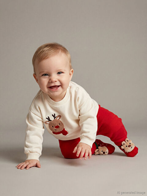 LCW baby Yılbaşı Temalı Erkek Bebek Sweatshirt ve Eşofman Altı - W5FO52Z1-FDL