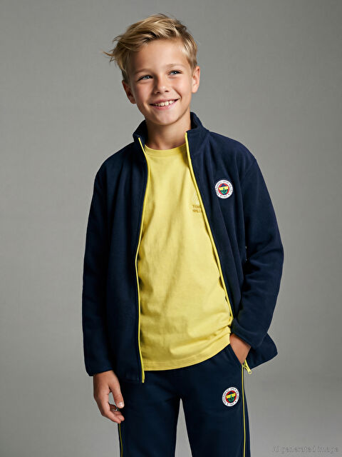 LCW Kids Dik Yaka Fenerbahçe Nakışlı Erkek Çocuk Polar Hırka - W5FP48Z4-YGH