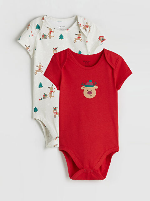 LCW baby Geyik Baskılı Erkek Bebek Çıtçıtlı Body 2'li - W5FQ30Z1-RTV