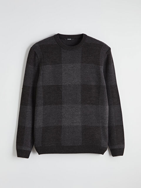 XSIDE Bisiklet Yaka Kareli Erkek Triko Kazak - W5G075Z8-CVL