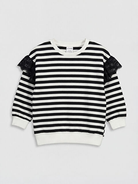 LCW baby Crew Neck Striped Girls' Sweatshirt - W5G182Z1-LEG