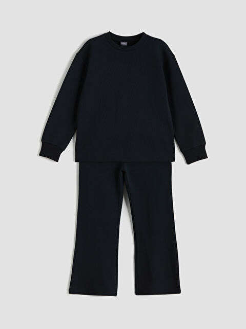 LCW ECO Bisiklet Yaka Kız Çocuk Sweatshirt ve Tayt - W5G213Z4-CVL