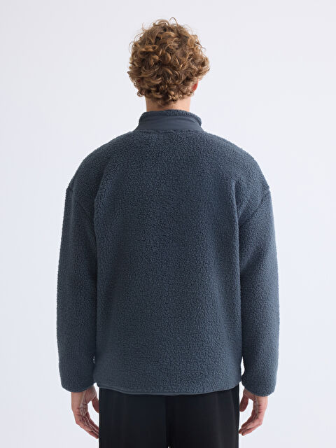 XSIDE ACTIVE Rahat Kalıp Dik Yaka Pelüş Erkek Fermuarlı Sweatshirt