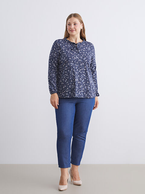 LCW Grace Bağlamalı Yaka Çiçekli Bluz - W5G426Z8-LSJ