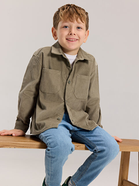 LCW Kids Kadife Erkek Çocuk Gömlek - W5G630Z1-GWK