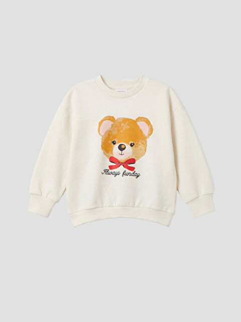 LCW Kids Ayıcık Baskılı Kız Çocuk Kalın Sweatshirt - W5GB57Z1-FES