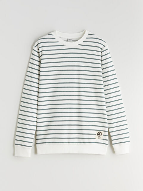 LCW Kids Bisiklet Yaka Çizgili Erkek Çocuk Sweatshirt - W5GB58Z4-774