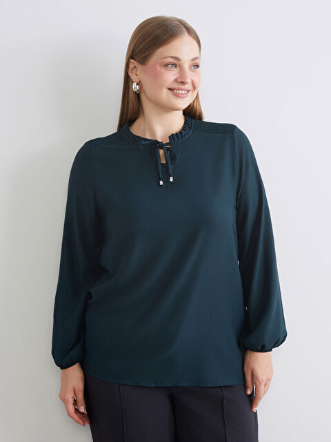 LCW Grace Bağlamalı Yaka Fırfırlı Bluz - W5GB76Z8-VDG