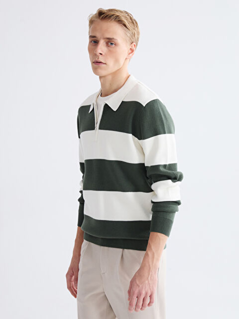 LCW Vision პოლო გოლფი ზოლიანი მამაკაცებისთვის ტრიკოტაჟი სვიტერი - W5GB81Z8-ZSW