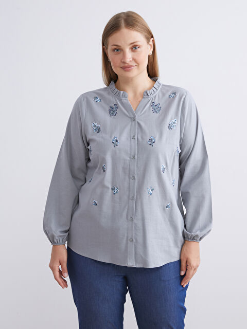 LCW Grace Fırfırlı Kaçık Yaka Çiçekli Kadın Gömlek