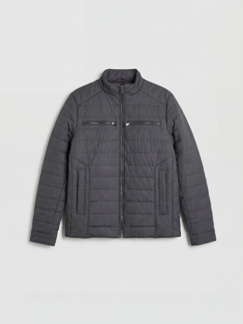 LCWAIKIKI Classic Ерлер антрацит түстес Эко-былғары күртке