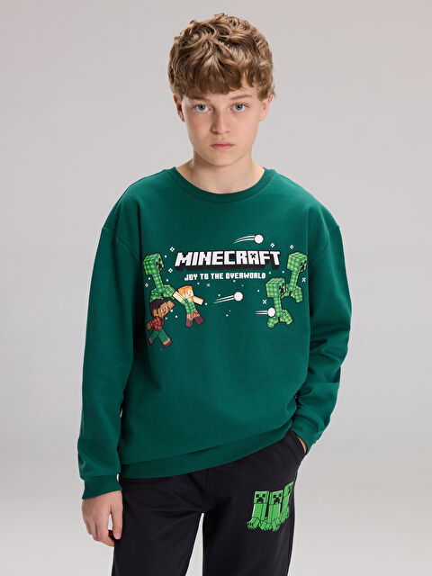 LCW Kids Bisiklet Yaka Minecraft Baskılı Erkek Çocuk Sweatshirt - W5GE62Z4-Z7T