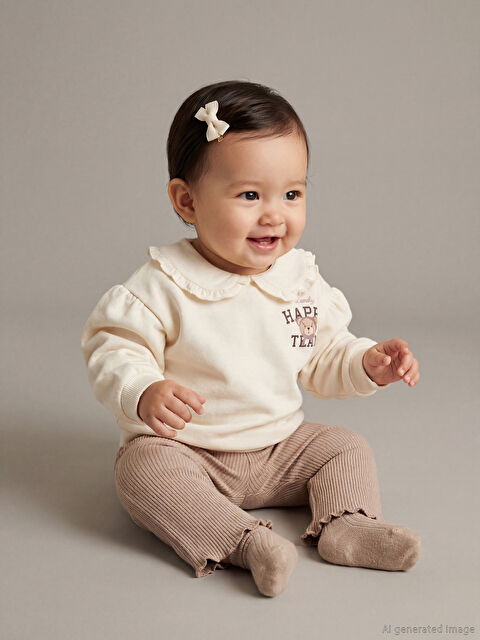 LCW baby Bebe Yaka Kız Bebek Sweatshirt ve Tayt - W5GJ42Z1-FDL