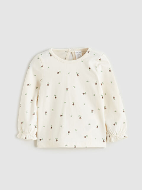 LCW baby Bisiklet Yaka Çiçekli Kız Bebek Bluz - W5GK00Z1-LRB