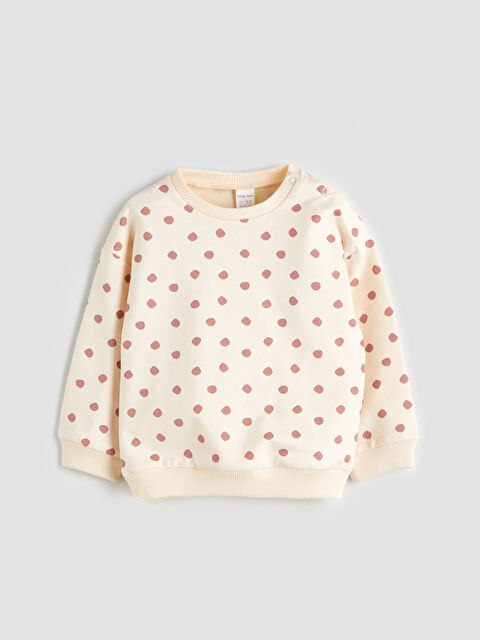 LCW ECO Bisiklet Yaka Çiçekli Kız Çocuk Sweatshirt - W5GS77Z1-LT3