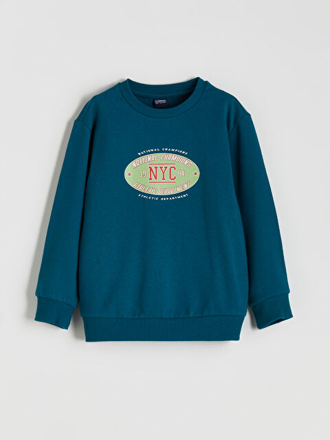 LCW ECO Bisiklet Yaka Baskılı Erkek Çocuk Sweatshirt - W5H466Z4-R4R