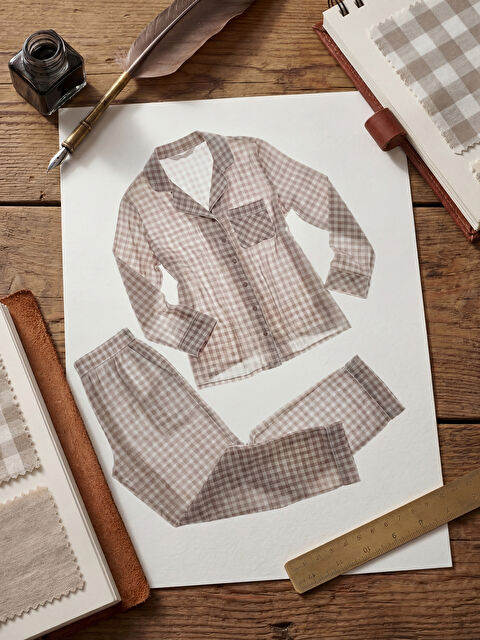 LCW DREAM Gömlek Yaka Ekose Kadın Pijama Takımı - W5H498Z8-LLL