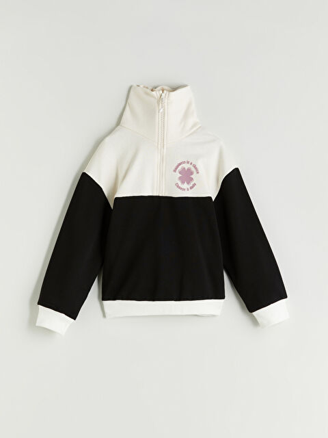 LCW ECO Dik Yaka Kız Çocuk Sweatshirt - W5H604Z4-CVL