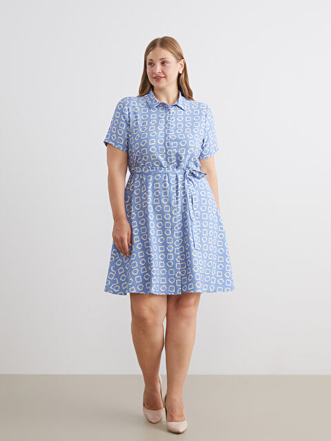 LCW Comfort Desenli Mini Gömlek Elbise - W5H949Z8-LQQ
