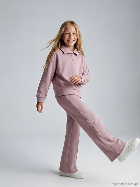 LCW Kids Polo Yaka Kız Çocuk Sweatshirt ve Eşofman Alt - W5HA69Z4-LY2