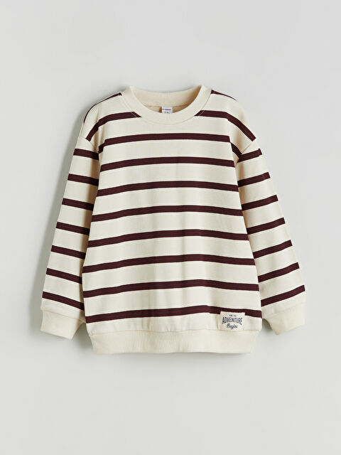 LCW Kids Bisiklet Yaka Çizgili Erkek Çocuk Sweatshirt - W5HD01Z1-LQA