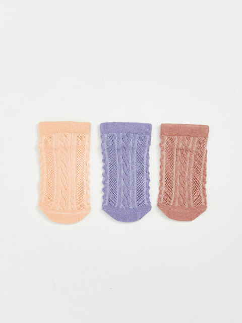 LCW ECO Kendinden Desenli Kız Çocuk Patik Çorap 3'lü - W5HE30Z1-DHT