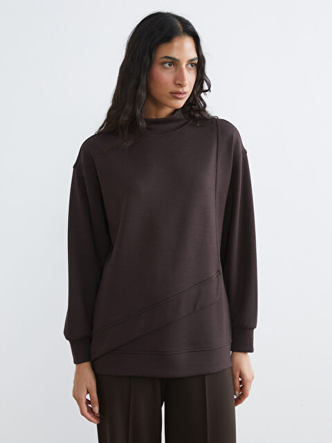 LCW Modest Dik Yaka Soft Touch Kadın Sweatshirt Tunik - W5HJ79Z8-HMK