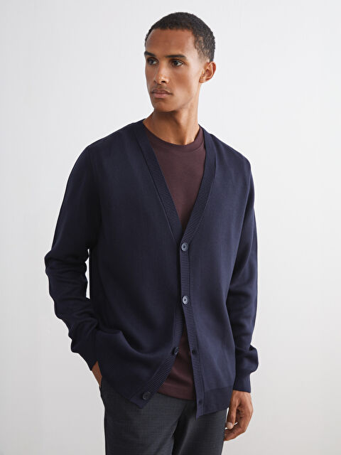 LCW Vision Standart Kalıp V Yaka Erkek Triko Hırka - W5HL09Z8-RFH