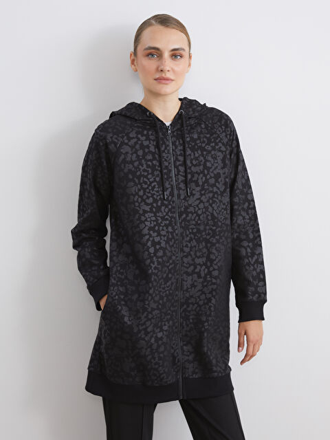 LCW Modest Kapüşonlu Desenli Kadın Hırka - W5HL63Z8-LQJ