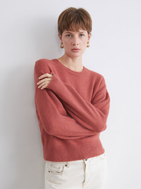 LCW ECO Bisiklet Yaka Oversize Kadın Triko Kazak - W5HM81Z8-ZMZ