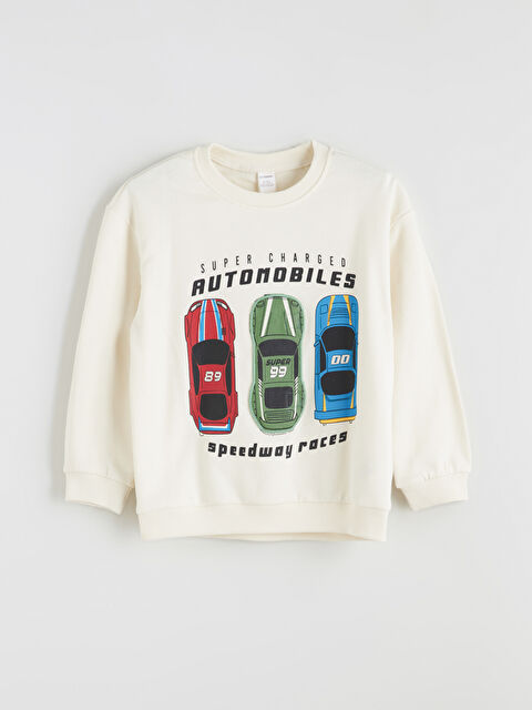 LCW Kids Bisiklet Yaka Baskılı Erkek Çocuk Sweatshirt - W5HN77Z1-QVK