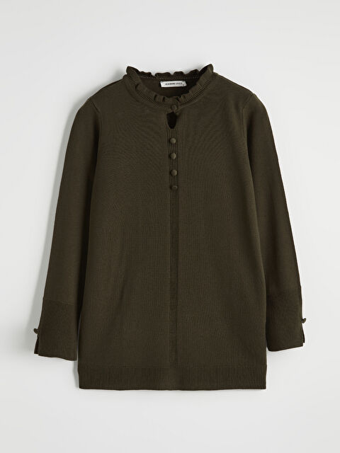 LCW Grace Fırfırlı Dik Yaka Kadın Triko Kazak - W5HS75Z8-CW6